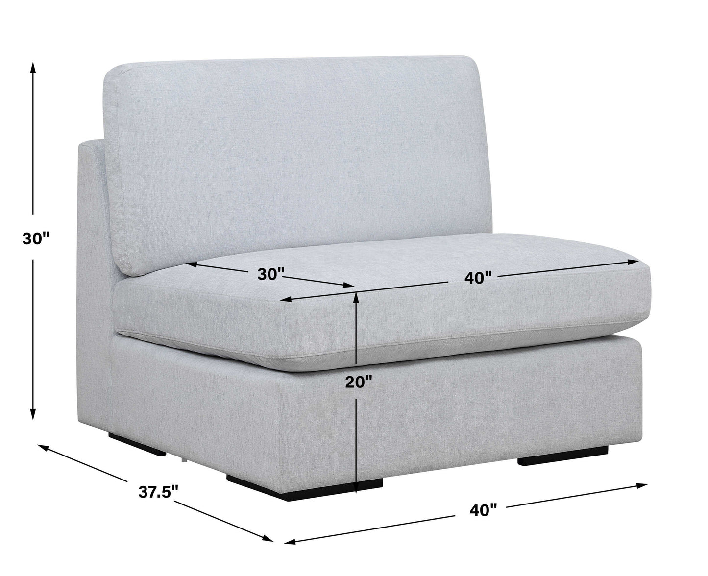 Refuge Armless Cloud Blue Sofa