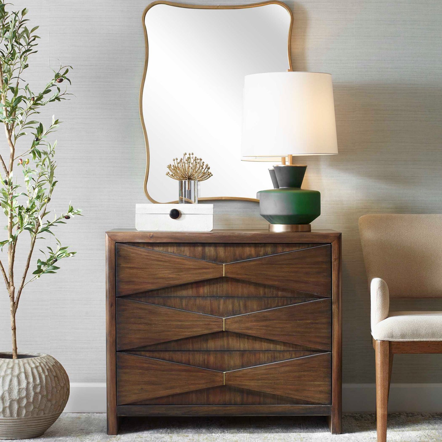 Bowtie 3 Drawer Mid-Century Chest