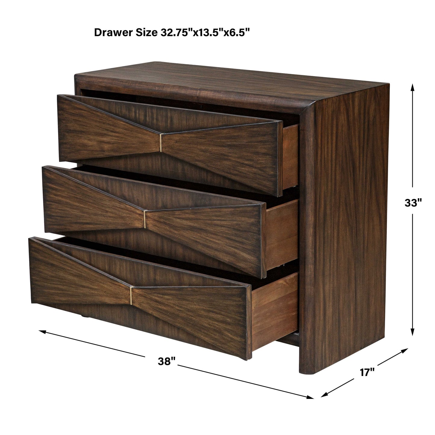 Bowtie 3 Drawer Mid-Century Chest