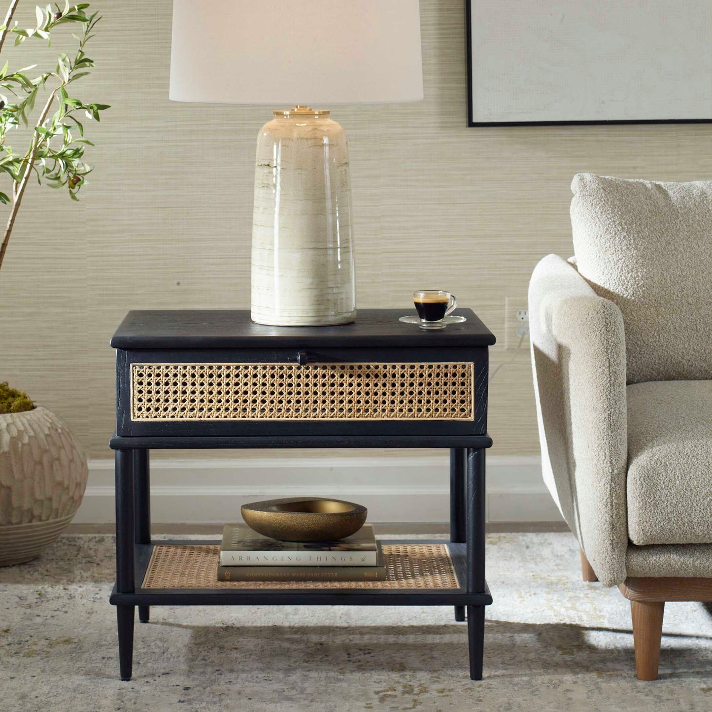 Coast Black Rattan Side Table