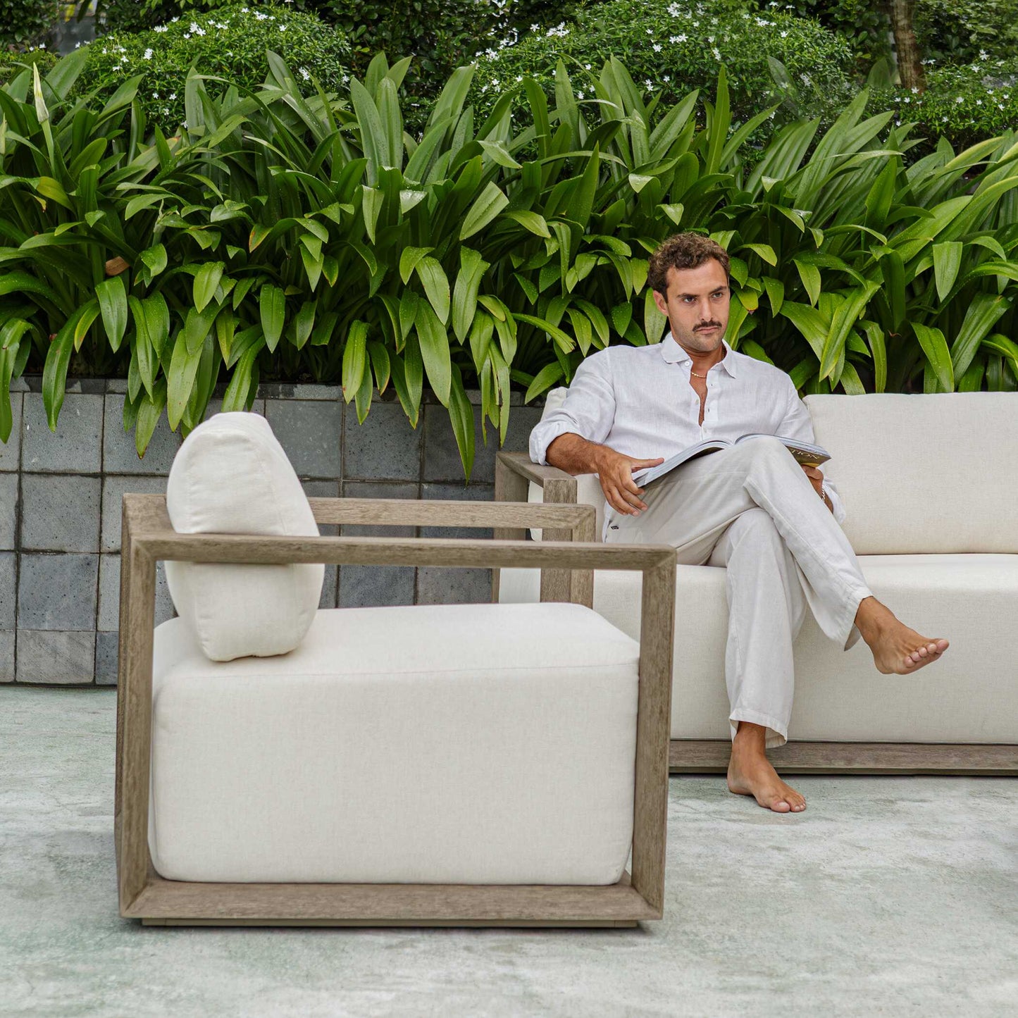 Remsen Outdoor Gray Lounge Chair