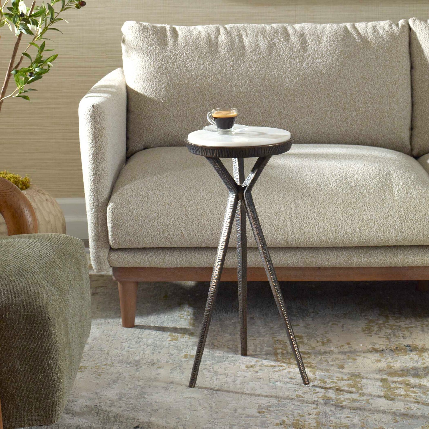 Tilton White Marble Accent Table