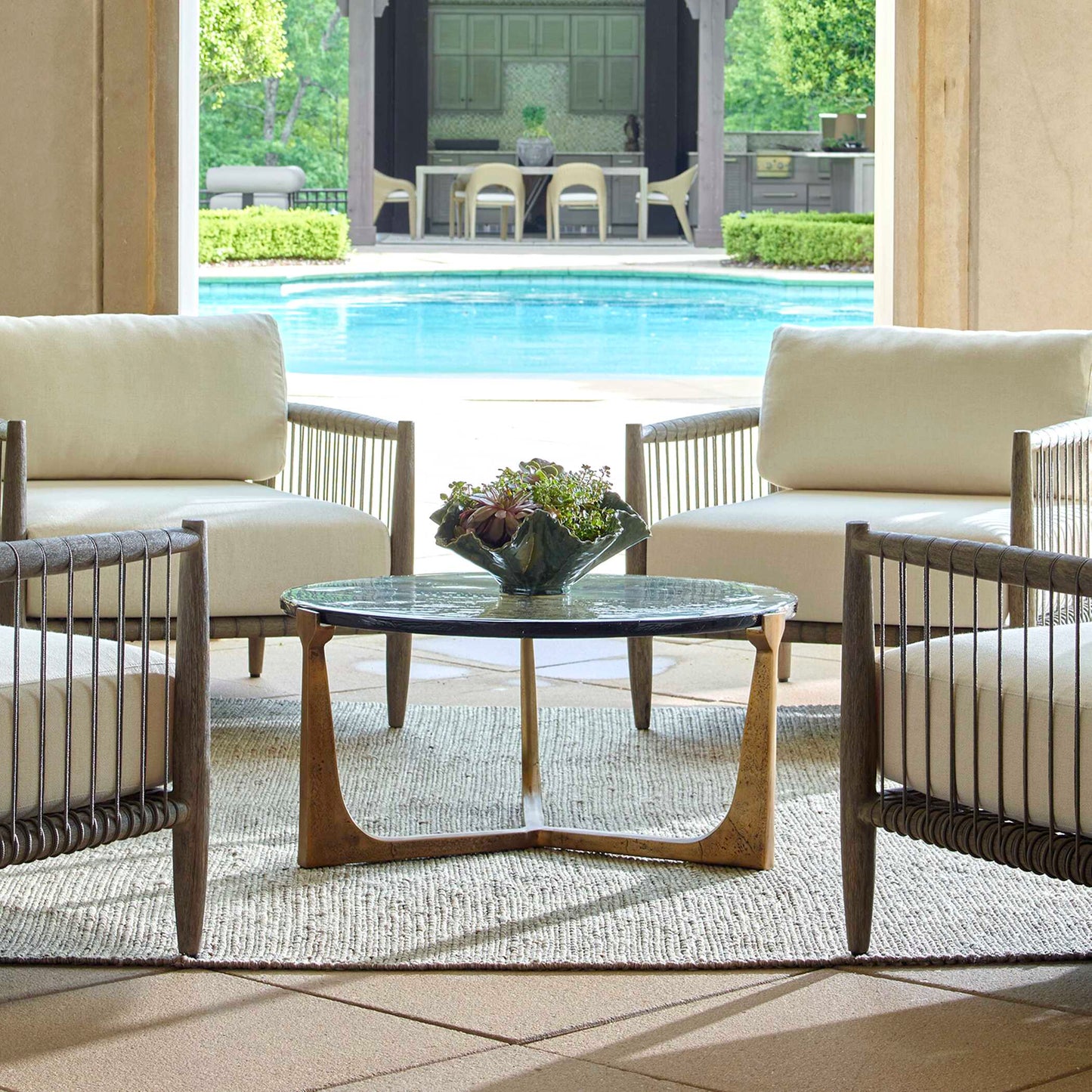 Bohdi Outdoor Brass Coffee Table