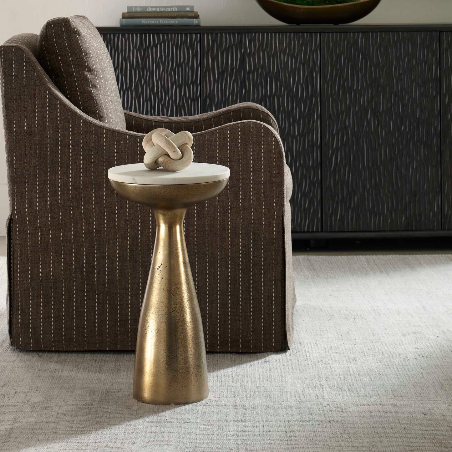 Torin Marble & Brass Drink Table