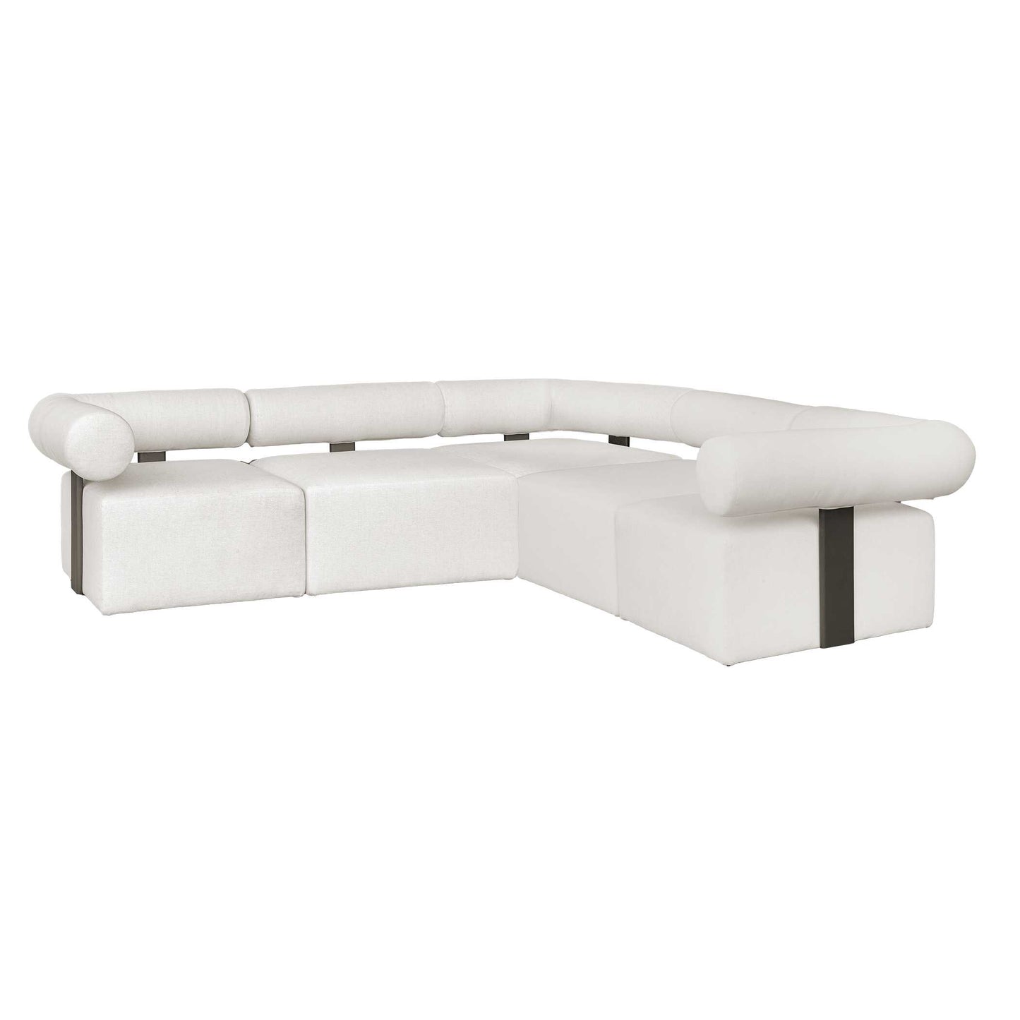 Bolster Back White Armless Outdoor Sofa