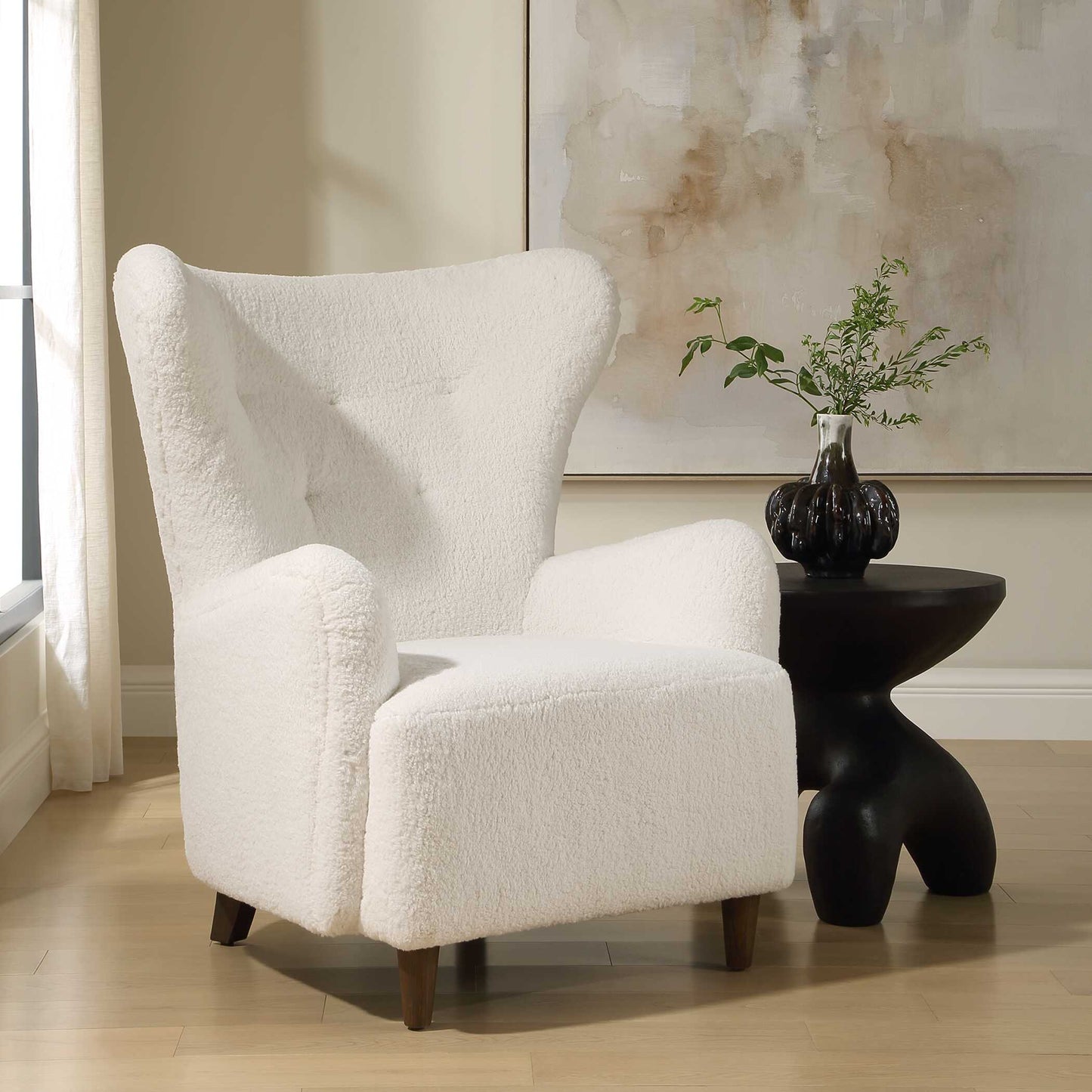 Ingel White Wingback Armchair