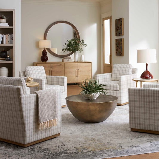 Basie Casual Linen Swivel Chair