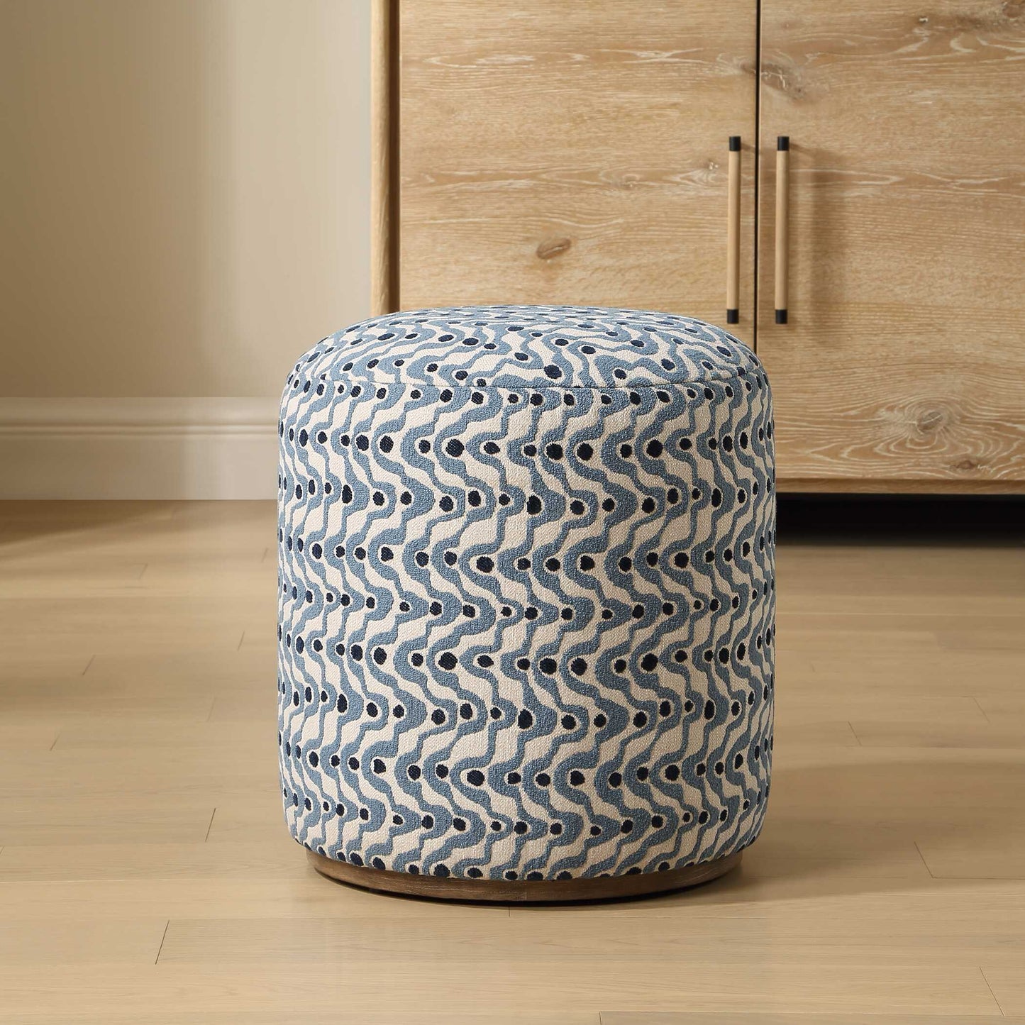 Cas Blue Fabric Ottoman