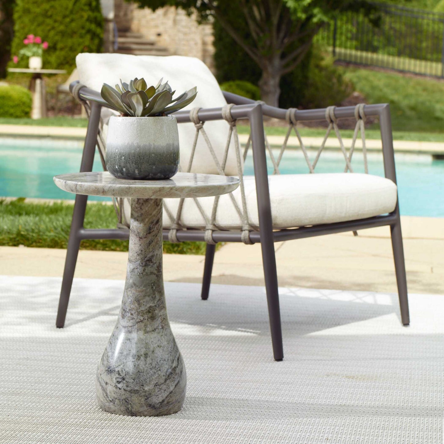 Shura Indoor-Outdoor Marble Accent Table