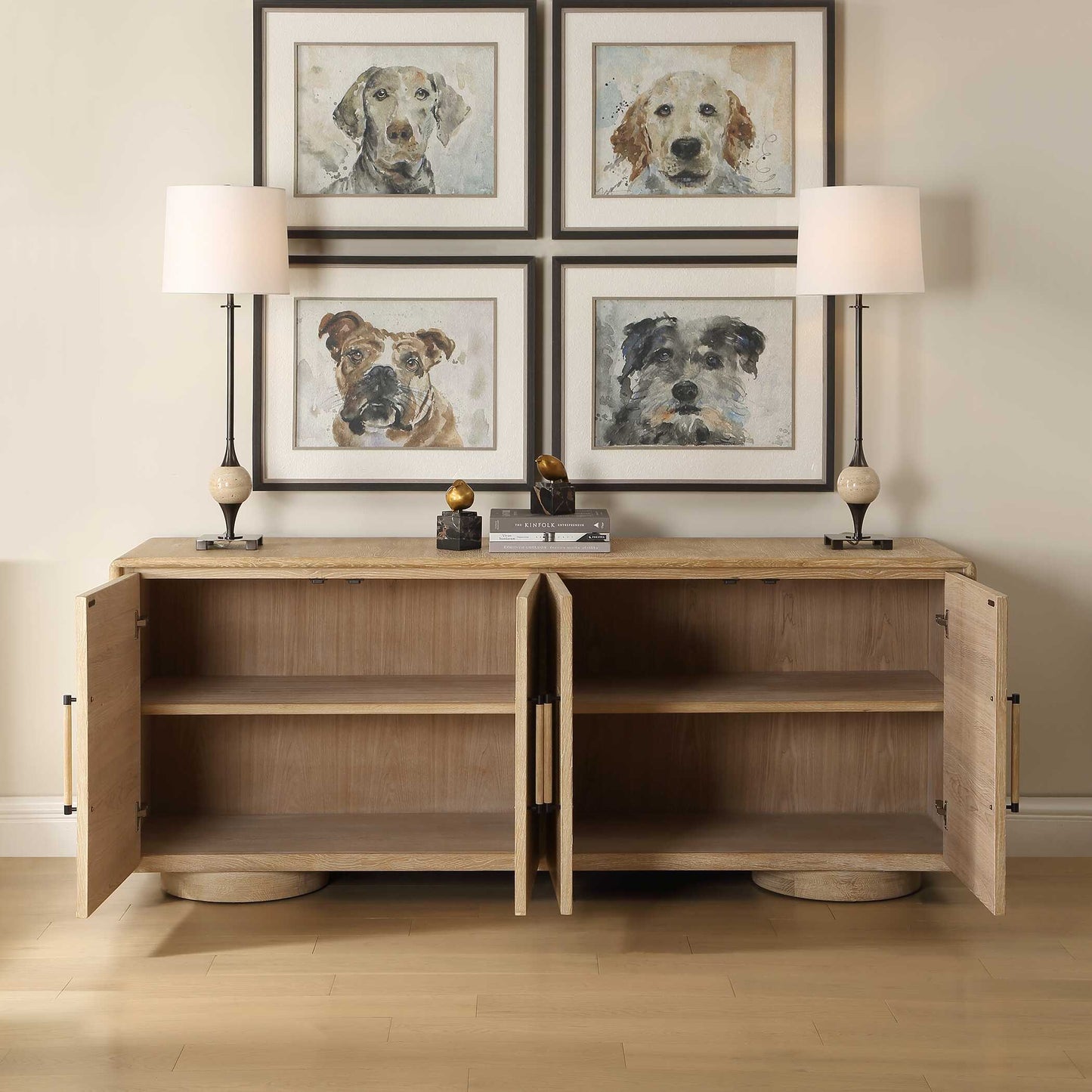 Evanston 4 Door Natural Oak Cabinet