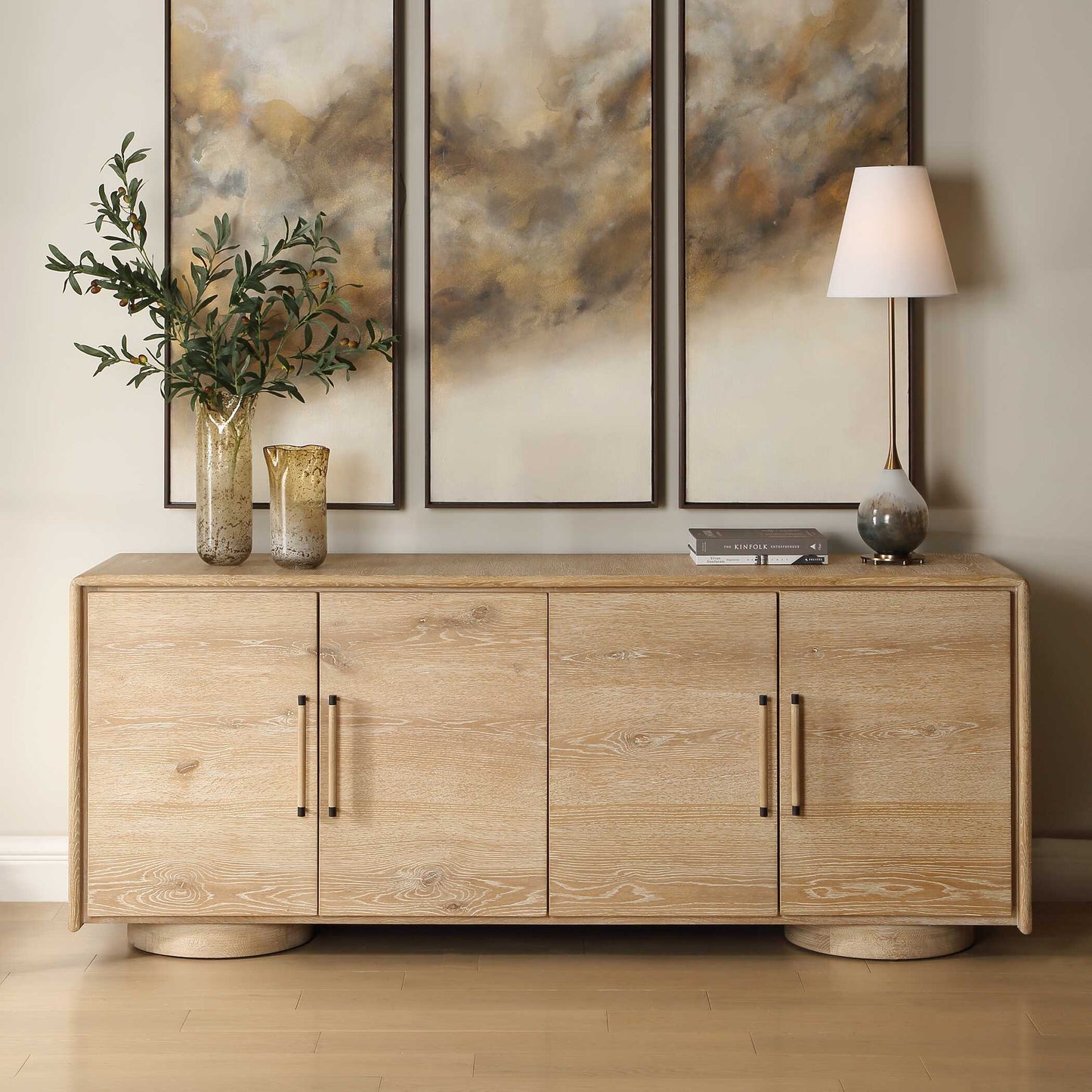 Evanston 4 Door Natural Oak Cabinet
