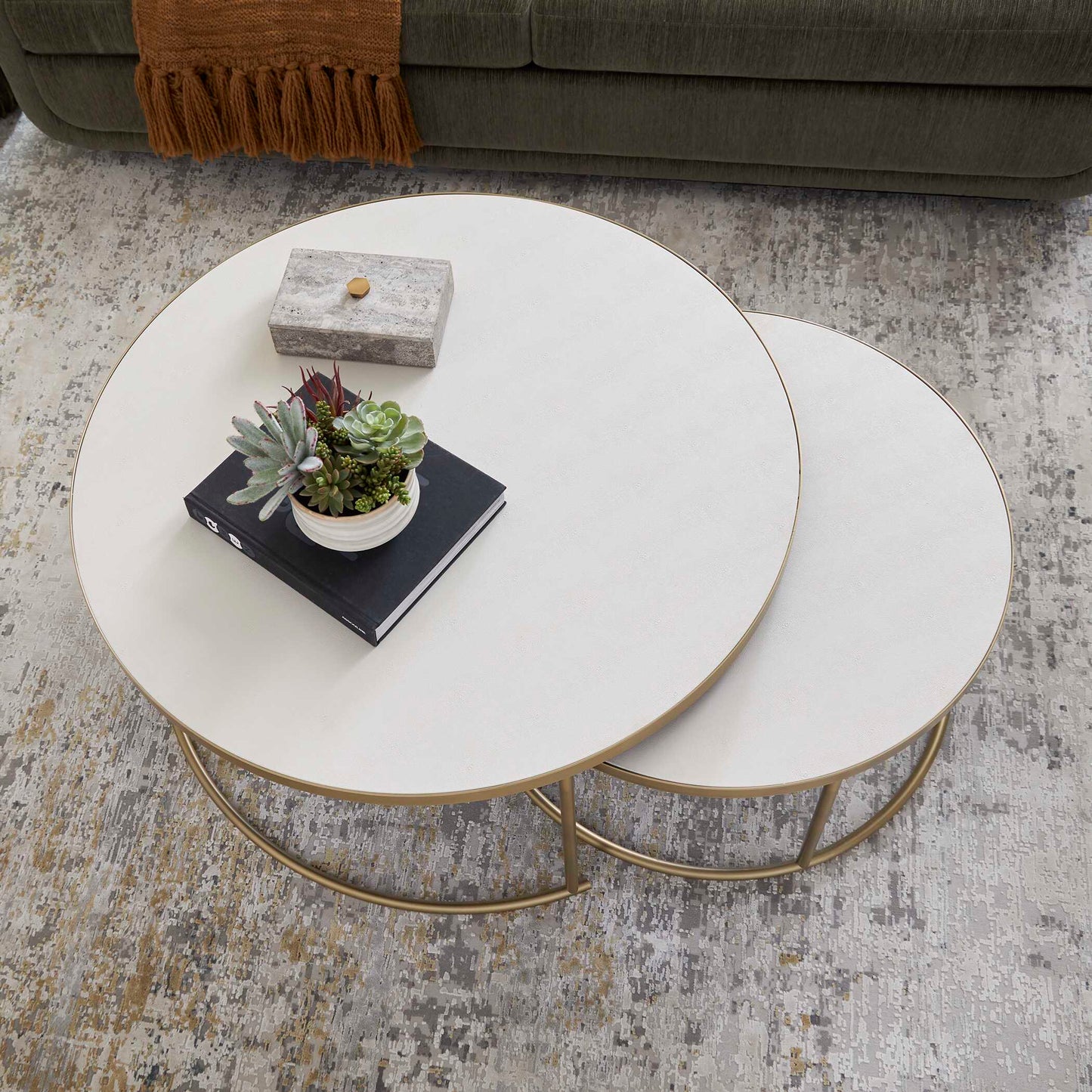 Aragon White Nesting Coffee Tables Set/2