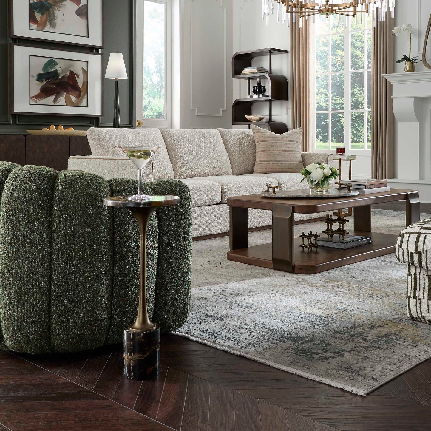 Karnes Dark Marble Drink Table