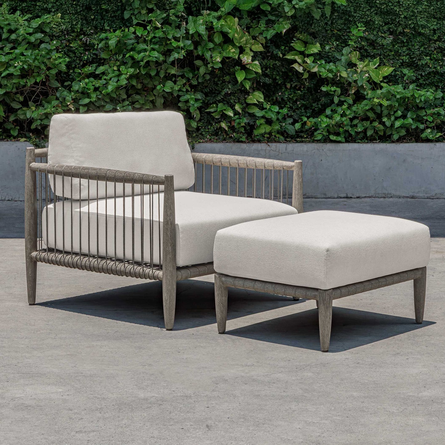 Borneo White Cushion Outdoor Ottoman