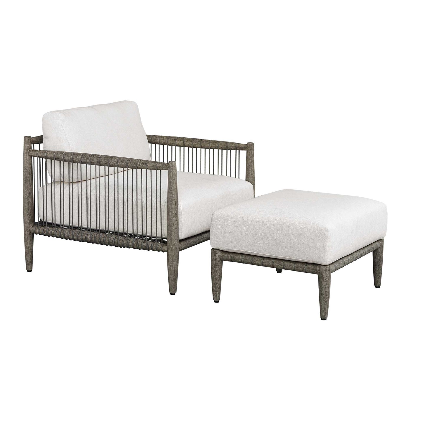 Borneo White Cushion Outdoor Ottoman