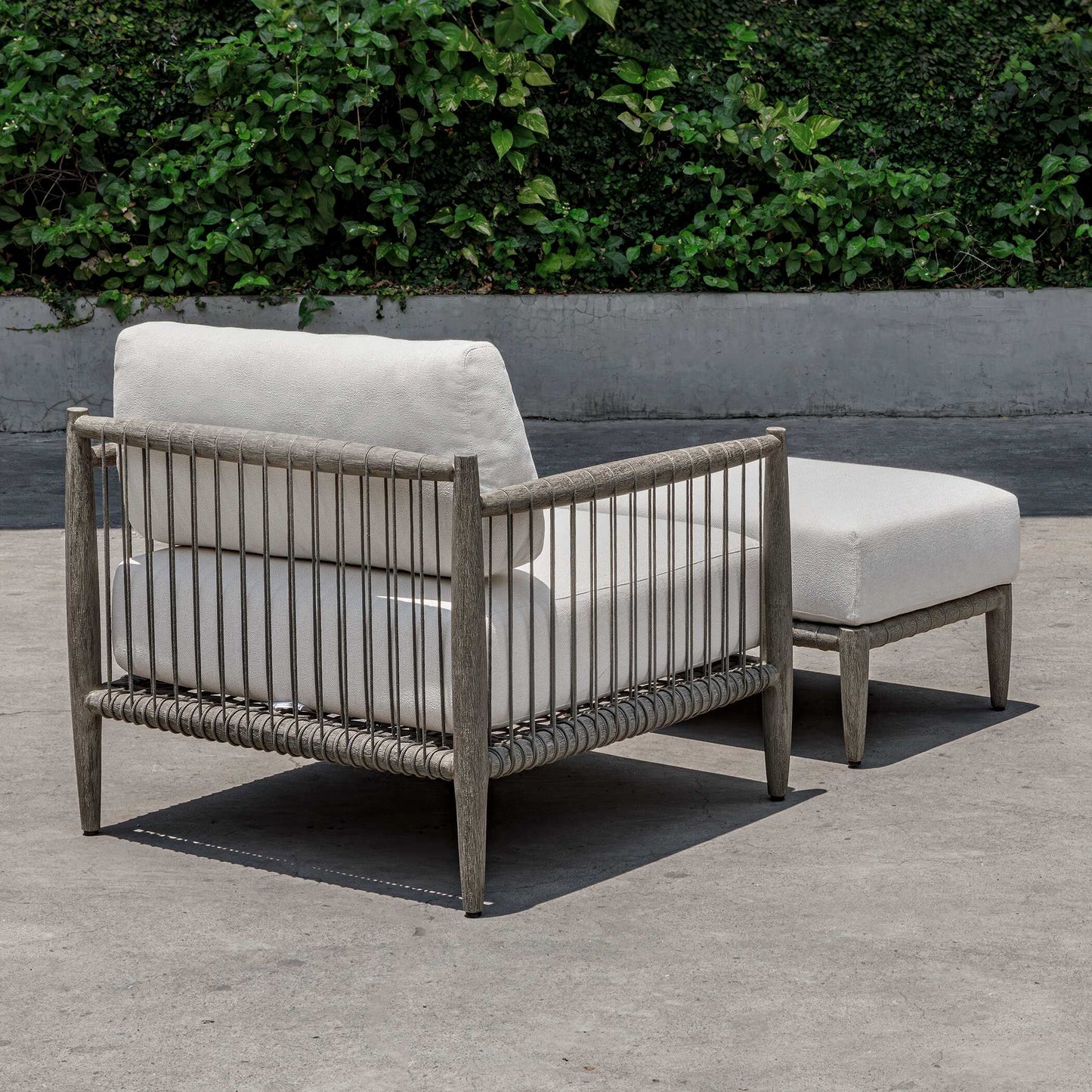 Borneo White Cushion Outdoor Ottoman