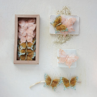Butterfly Clip-on Ornament -S/6