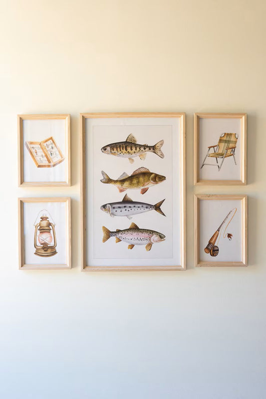 Fish Camp Prints Under Glass - Set of 5