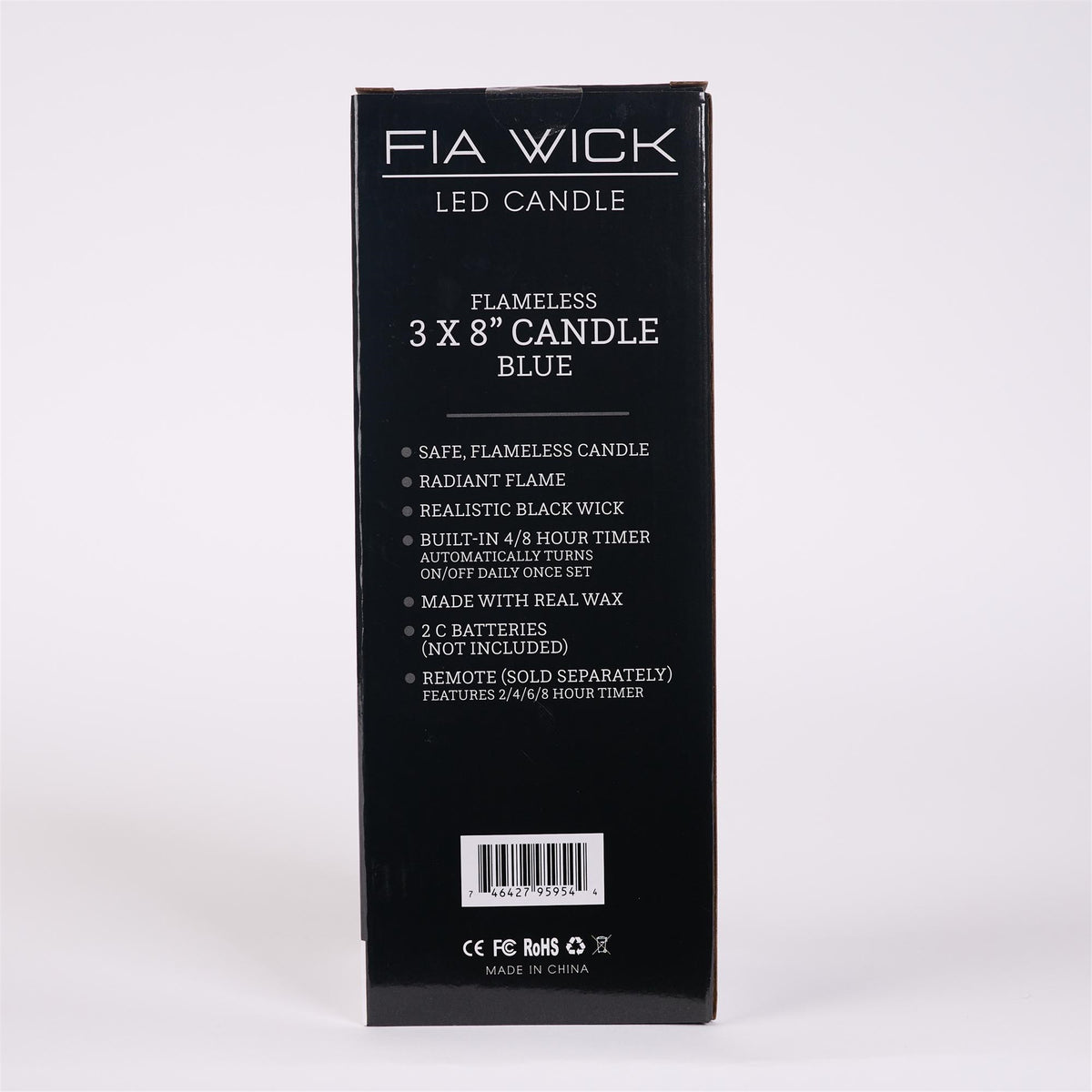 Flameless Blue Candle - 8in