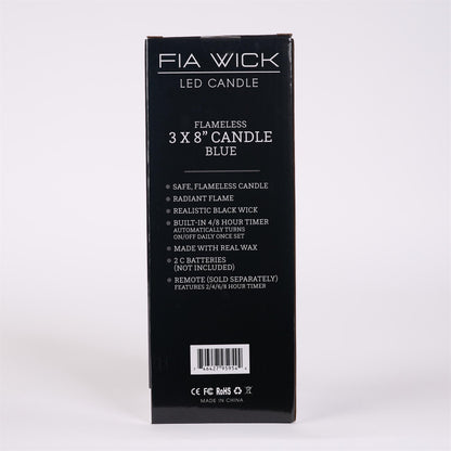 Flameless Blue Candle - 8in