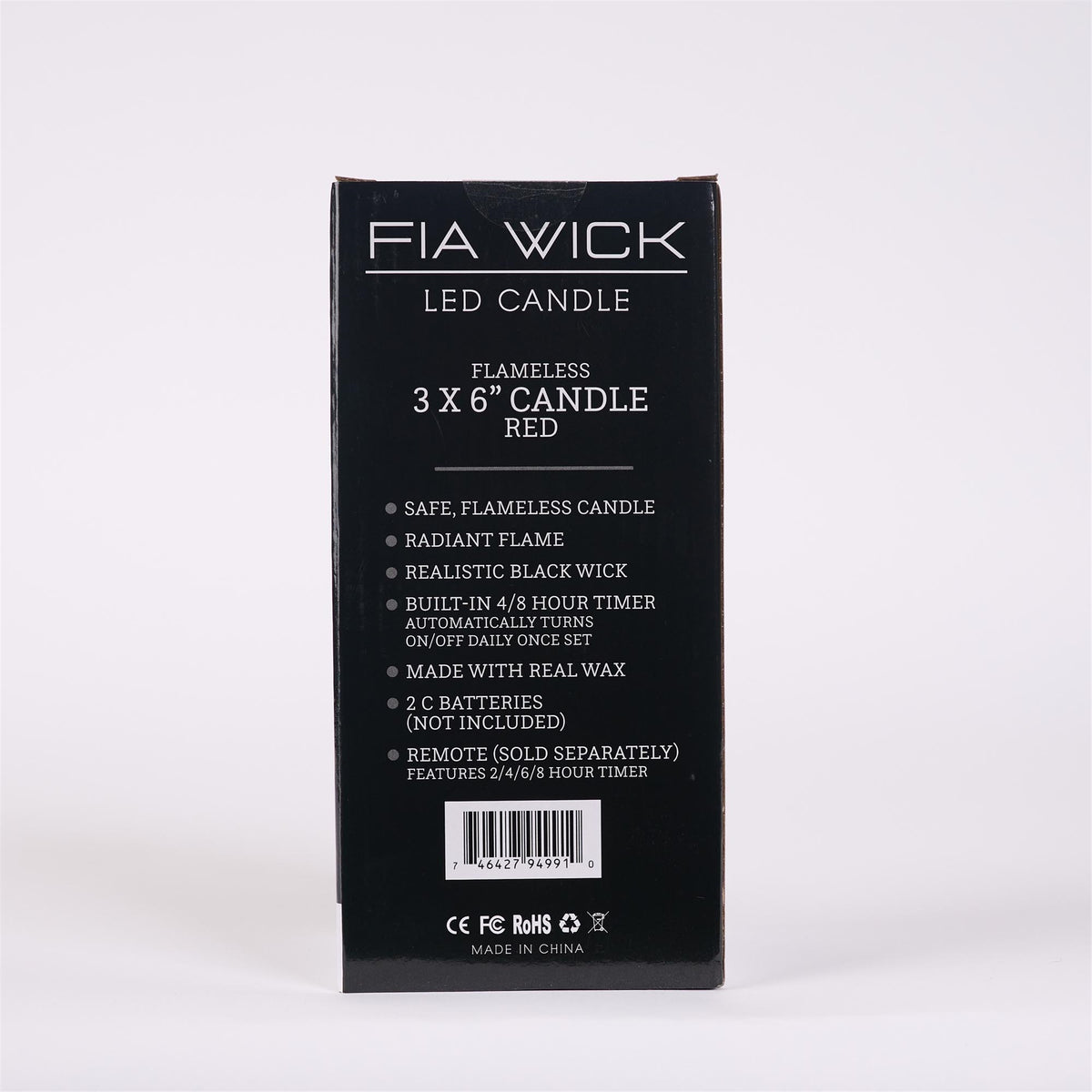 Flameless Red  Candle - 6in