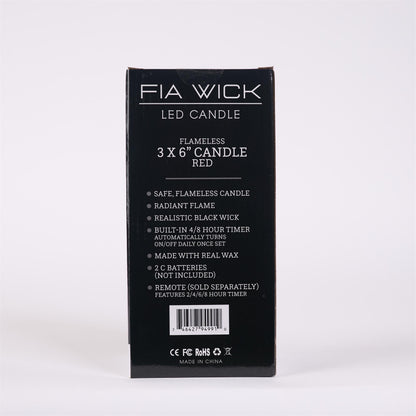 Flameless Red  Candle - 6in