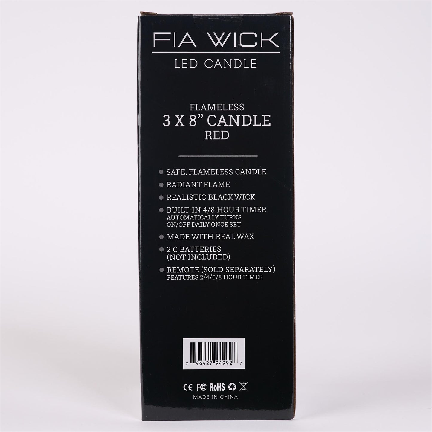 Flameless Red Candle - 8in