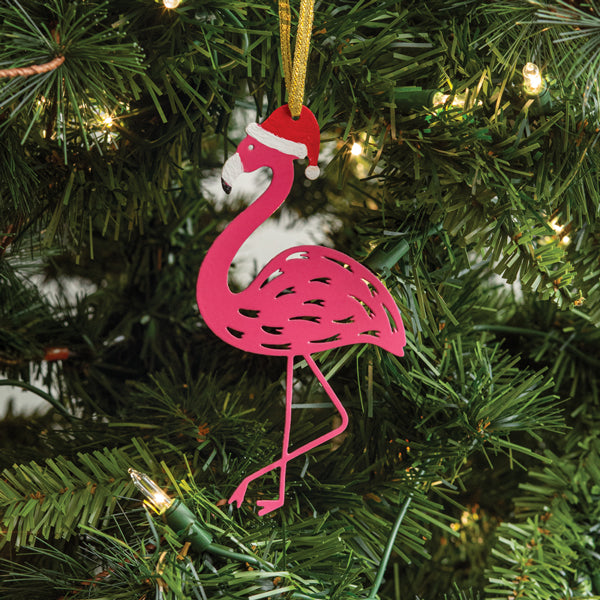 Santa Flamingo Ornament