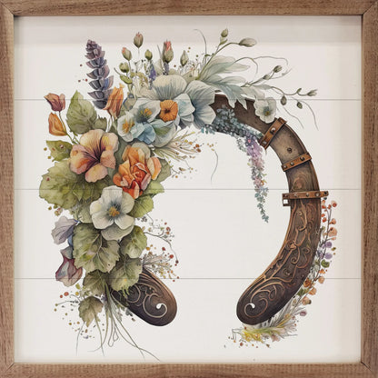 Floral Horseshoe Wooden Art