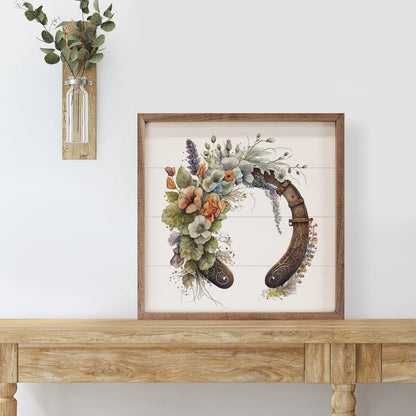 Floral Horseshoe Wooden Art