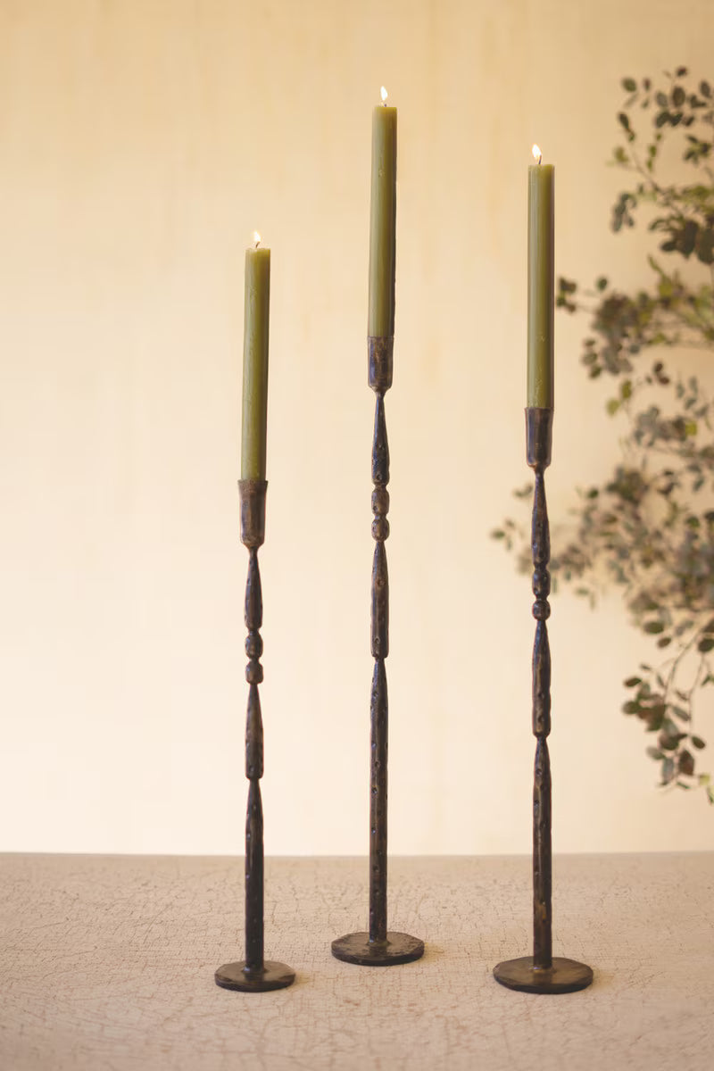 Forged Iron Taper Candle Holders - Set of 3