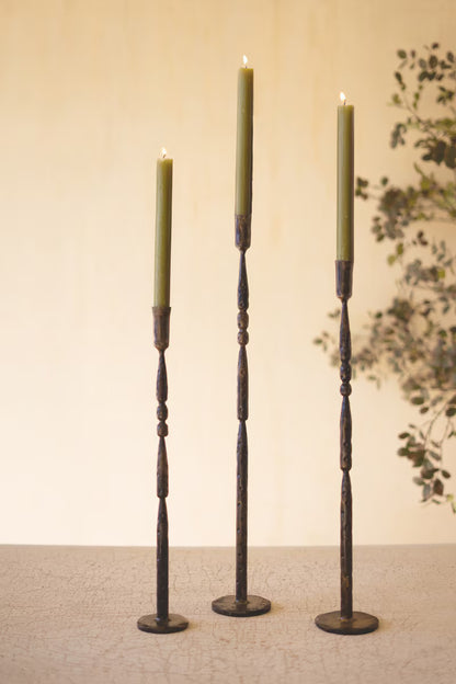 Forged Iron Taper Candle Holders - Set of 3