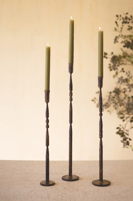 Forged Iron Taper Candle Holders - Set of 3