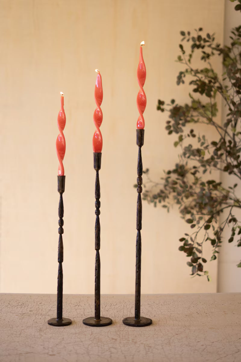 Forged Iron Taper Candle Holders - Set of 3