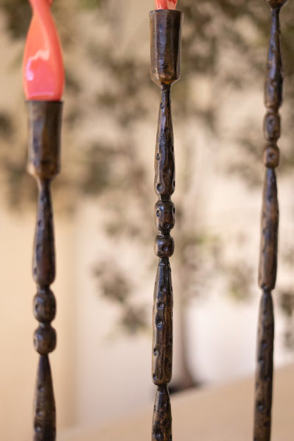 Forged Iron Taper Candle Holders - Set of 3