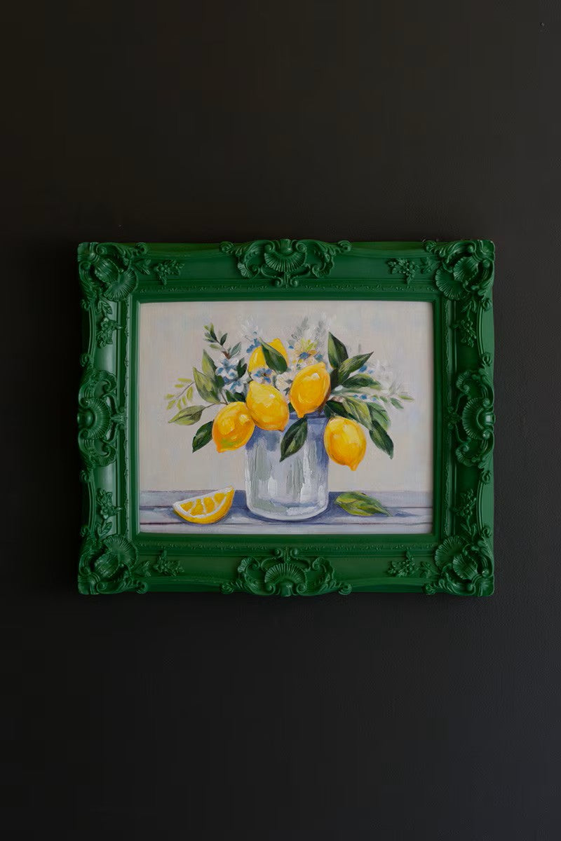 Lemon Painting in Green Frame