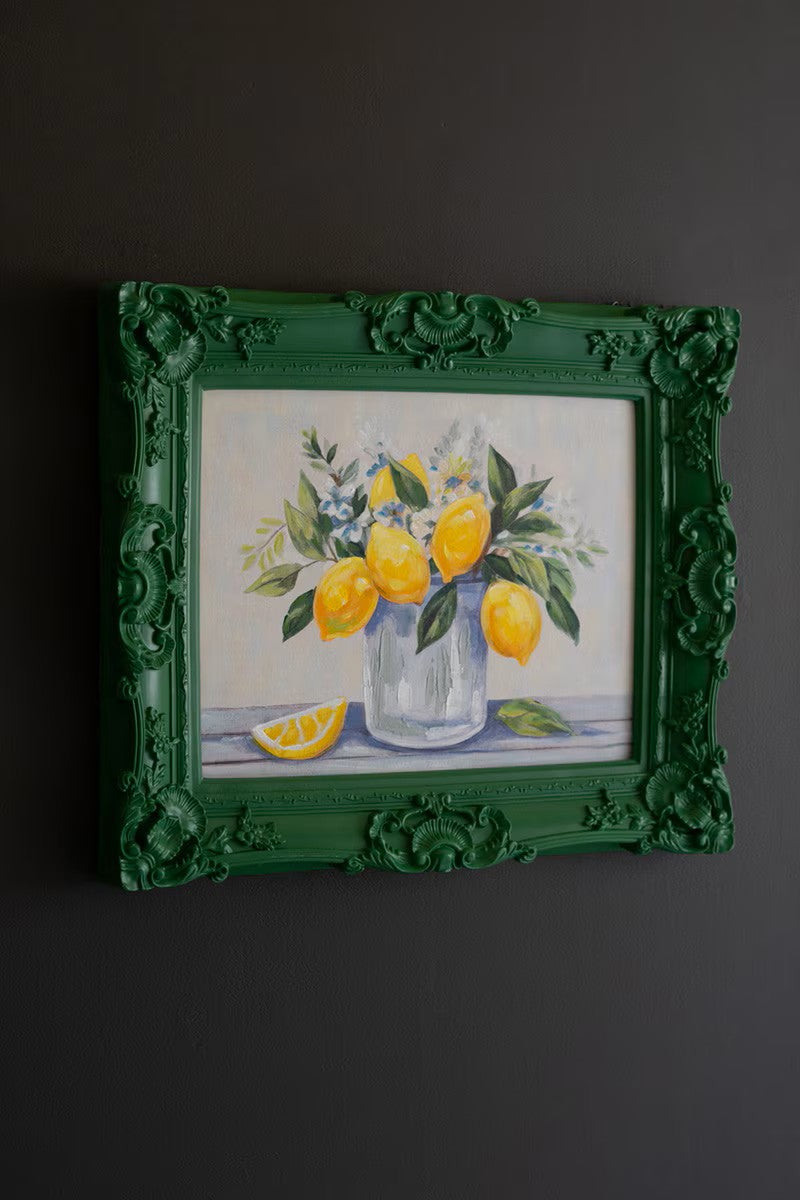 Lemon Painting in Green Frame