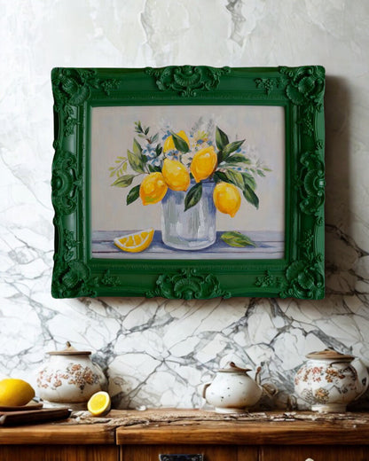 Lemon Painting in Green Frame