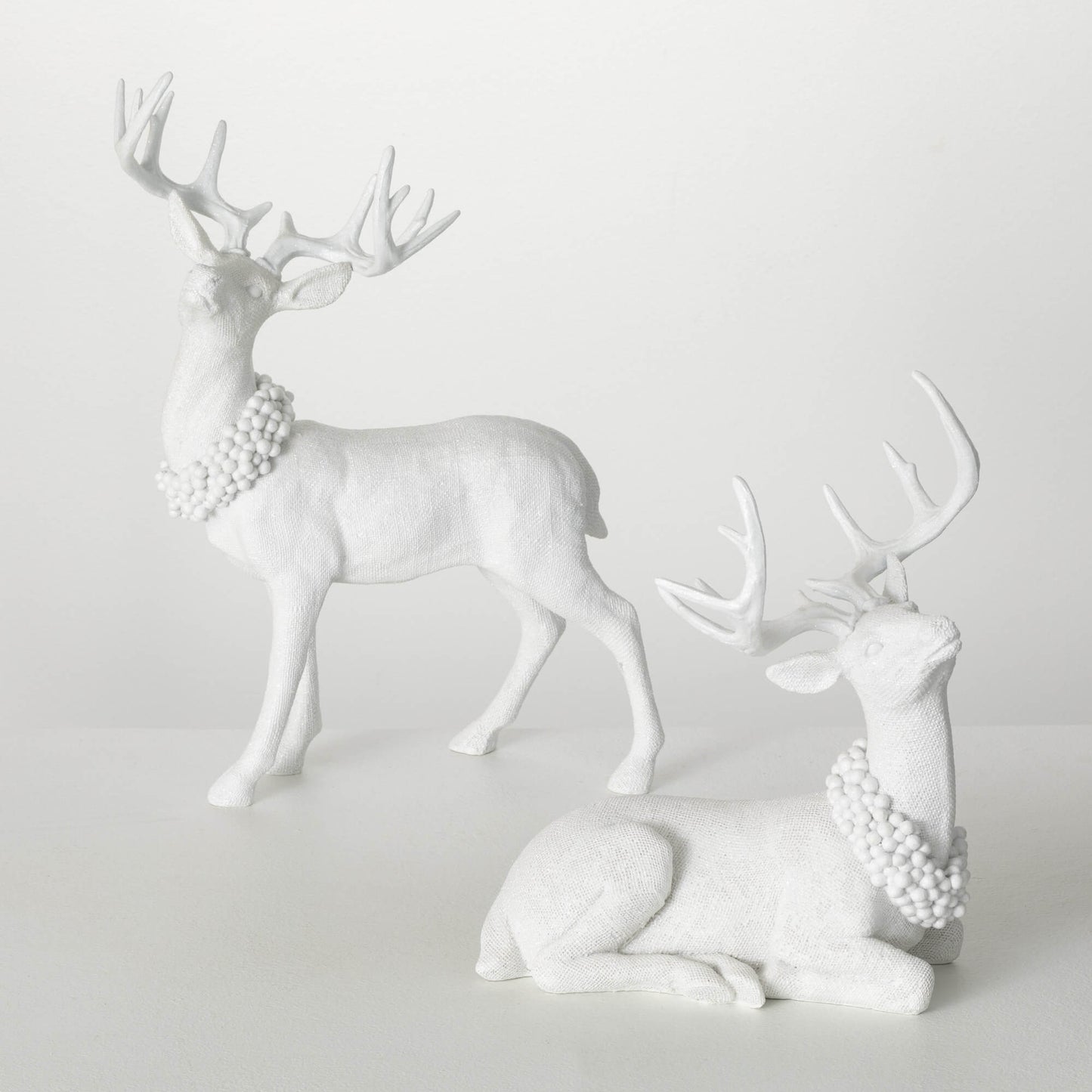 Frosted Deer Figurine Set Plain