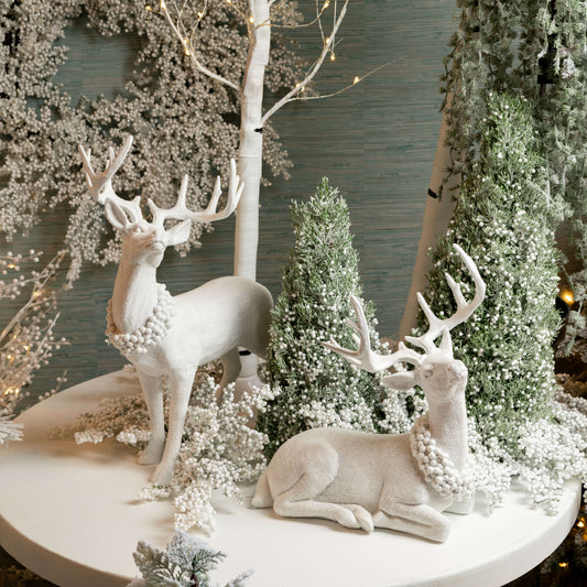 Frosted Deer Figurine Set Winter