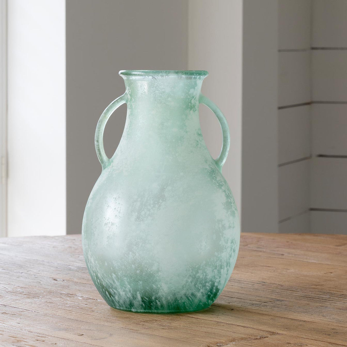 Frosted Seafoam Glass Vase