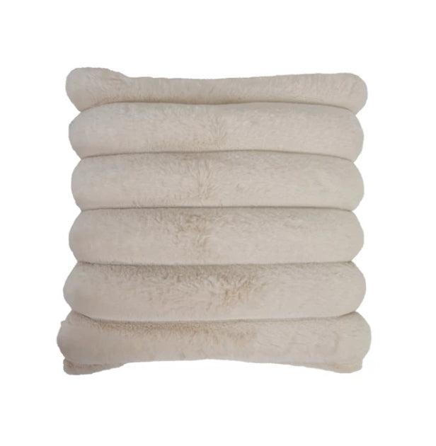 18” Square Cotton Pillow, Cream Color