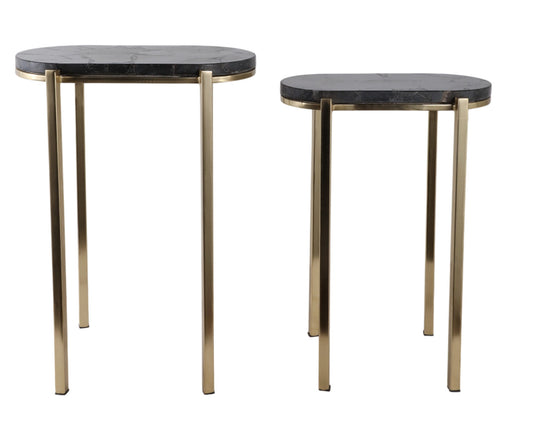 Dewey Black Quartz Nesting Tables Set of 2