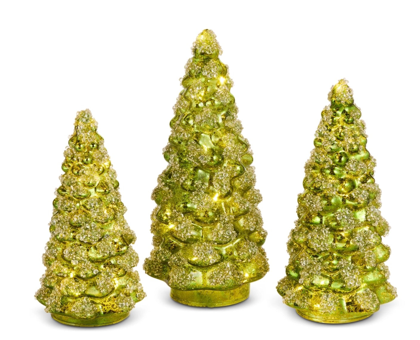 Lighted Green Trees s/3