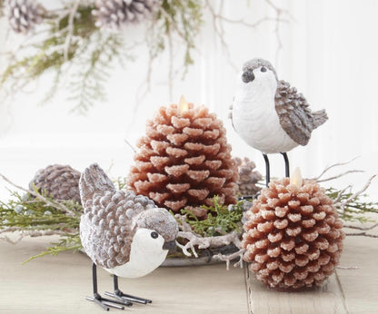 Snowy Pinecone Luminara Candle- 6.5"