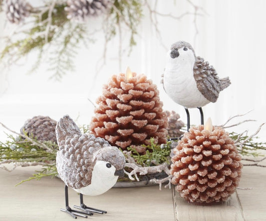 Snowy Pinecone Luminara Candle- 6.5"