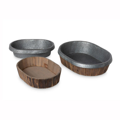 Galvanized Lined Wooden Oval Trays