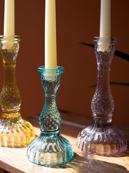 Glass Taper Candle Holders - Set of 6