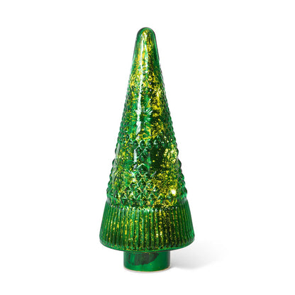 Green Glass Lighted Christmas Tree Large Lit Up