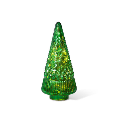 Green Glass Lighted Christmas Tree Small Lit Up